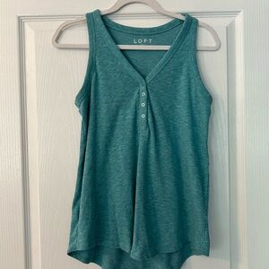 LOFT Teal Button-Front Tank Top
